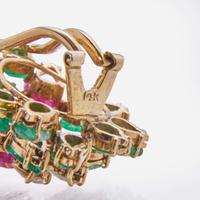 A Pair of 14K Yellow Gold and Gemstone Ear Clips
