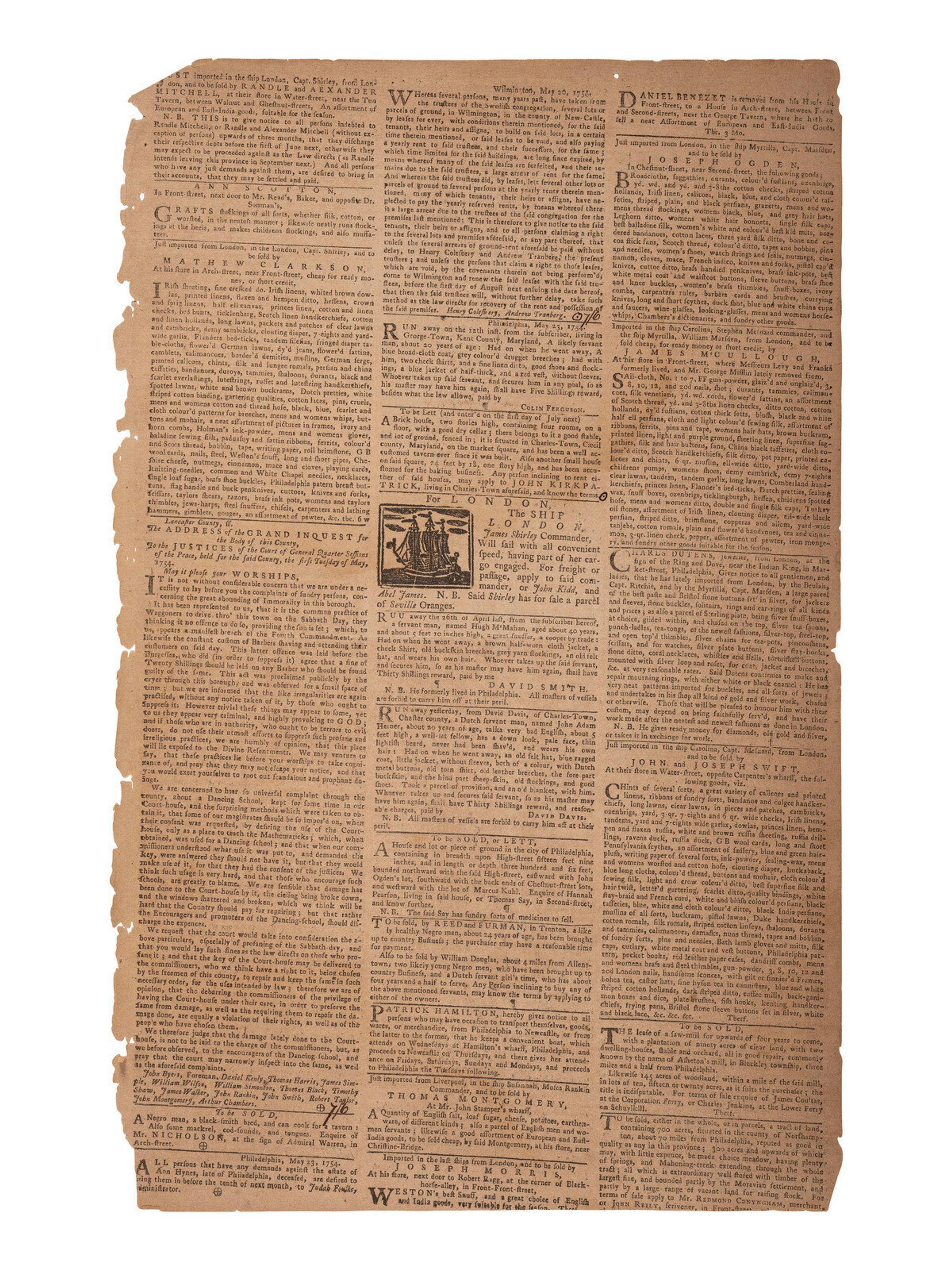 [FRENCH & INDIAN WAR] Albany Congress and Lake George feat. in 2 issues of the Pennsylvania Gazette .