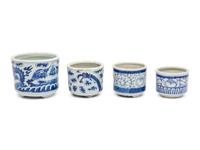 Four Chinese Blue and White Porcelain Pots