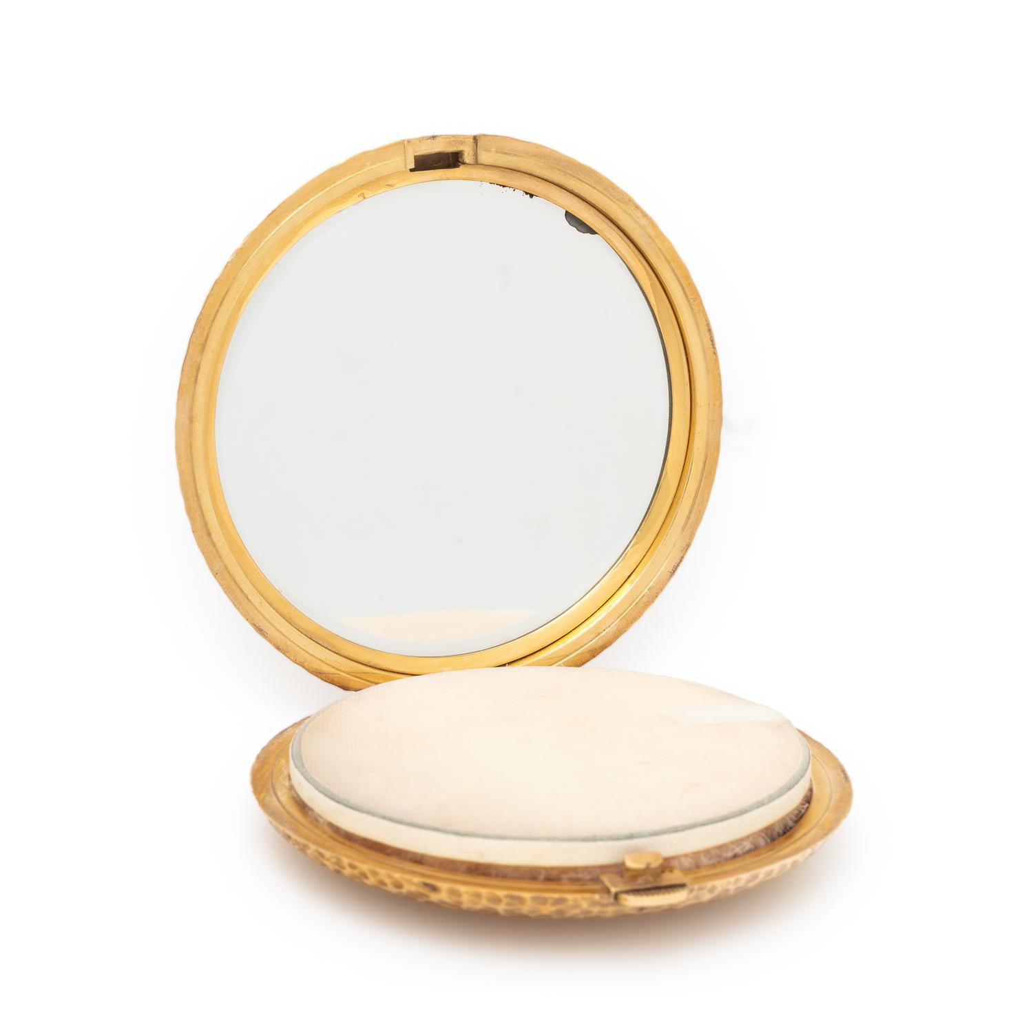 FRENCH, YELLOW GOLD AND DIAMOND COMPACT