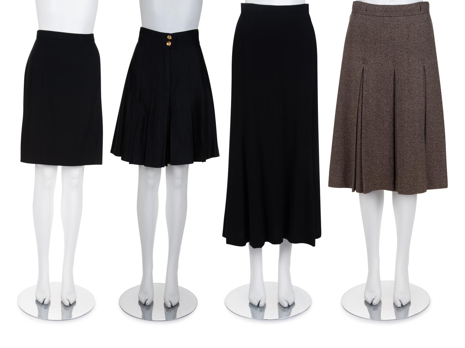 Four Designer Skirts: Three Chanel, One Gucci, 1980s-90s