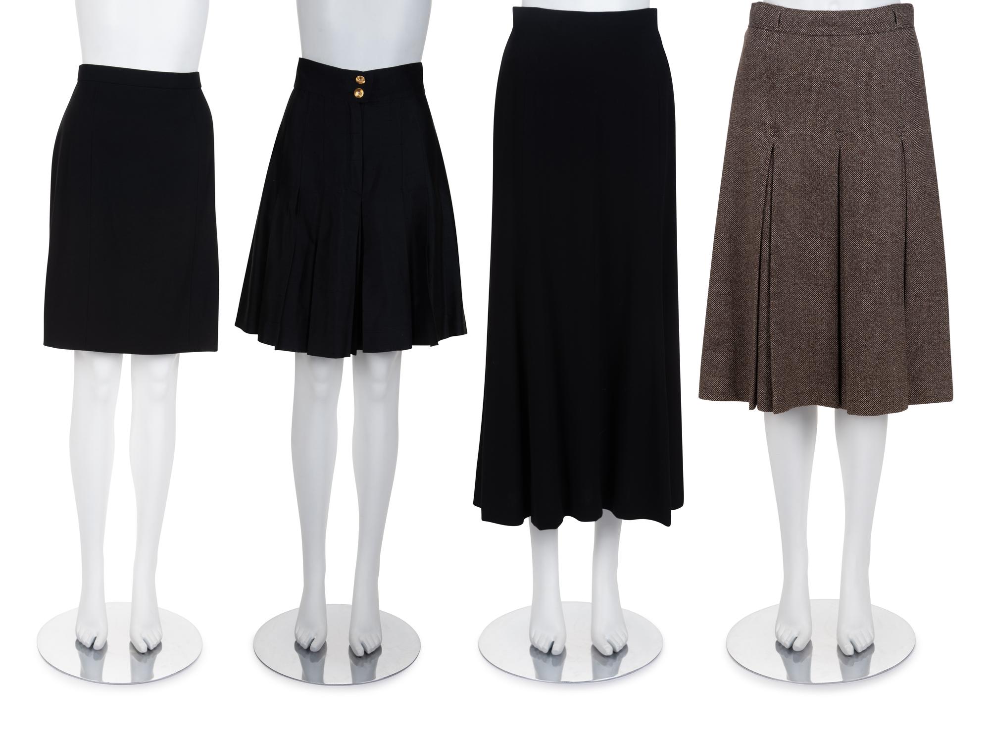 Four Designer Skirts: Three Chanel, One Gucci, 1980s-90s