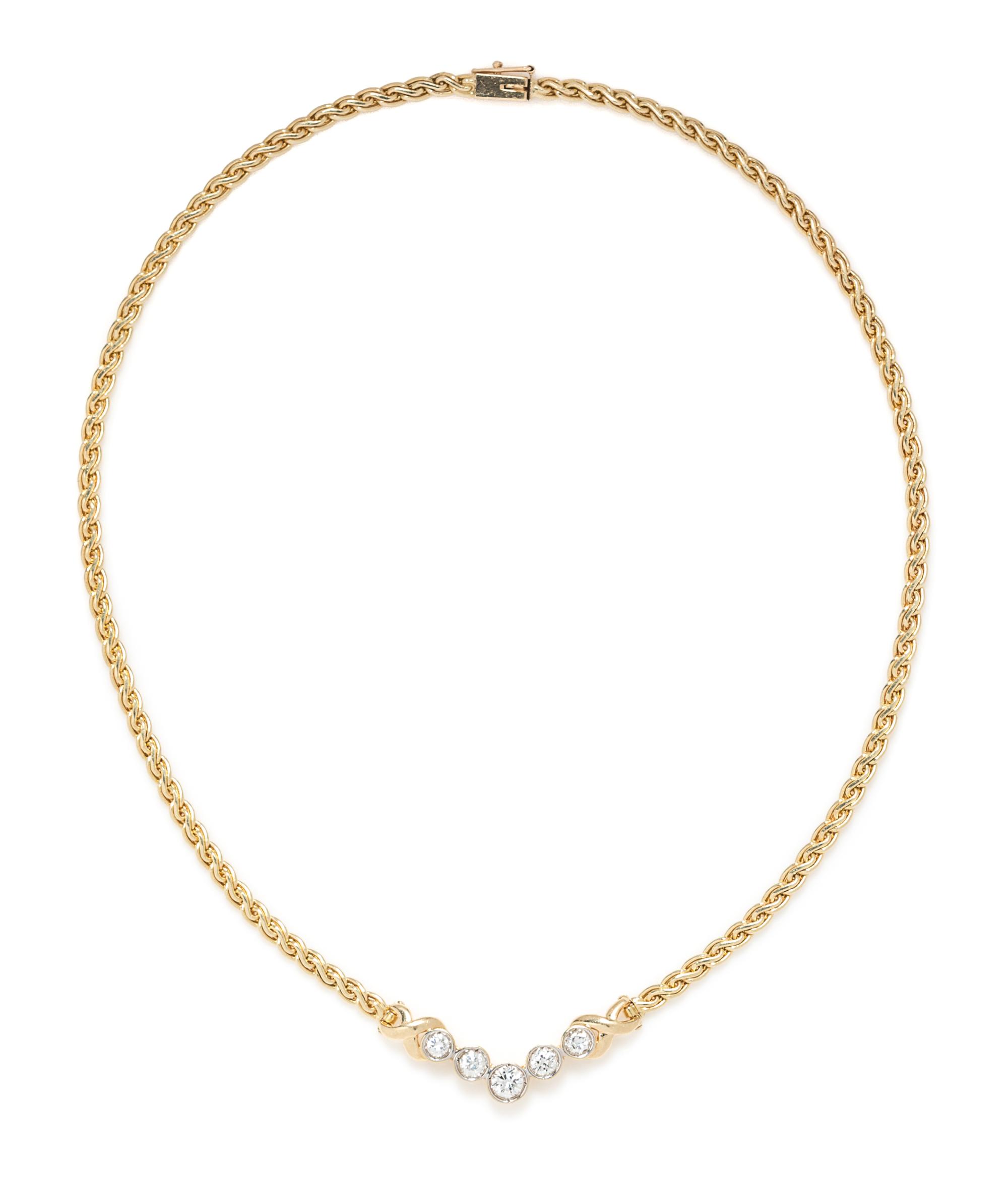 A 14 Karat Yellow Gold and Diamond Necklace, 11.20 dwts.