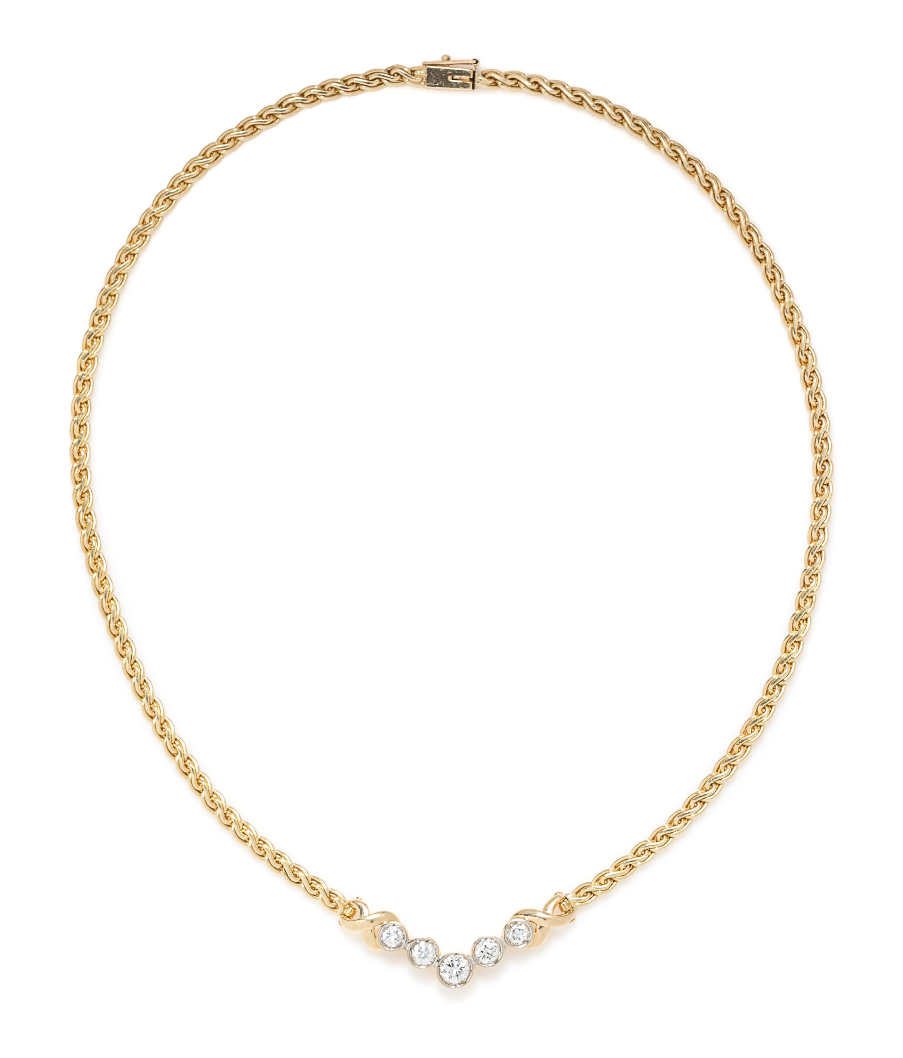 A 14 Karat Yellow Gold and Diamond Necklace, 11.20 dwts.
