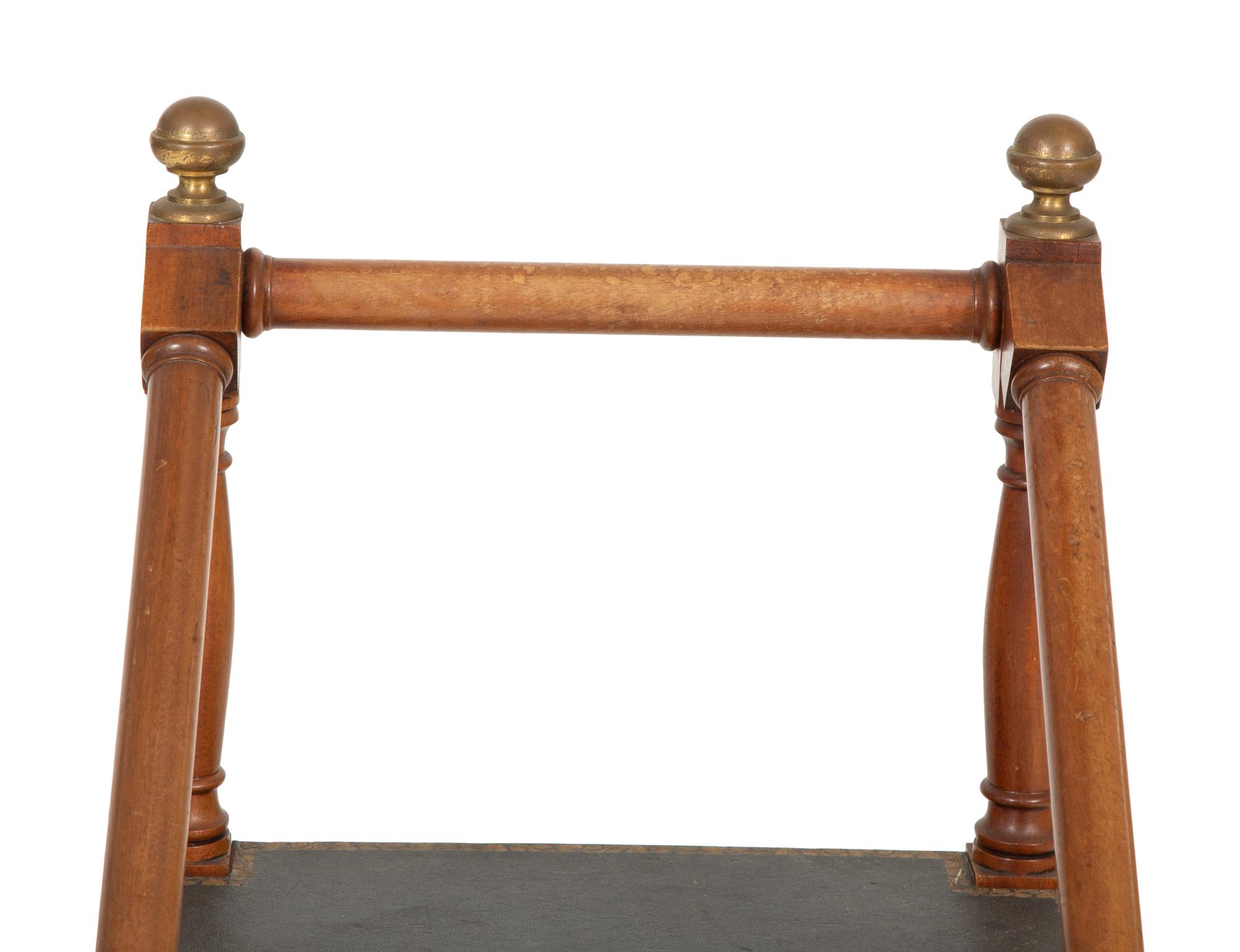 A Set of Victorian Brass Mounted Mahogany Library Steps