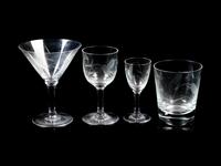 An Etched Glass Partial Stemware Service