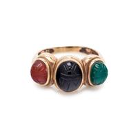 HARDSTONE SCARAB RING