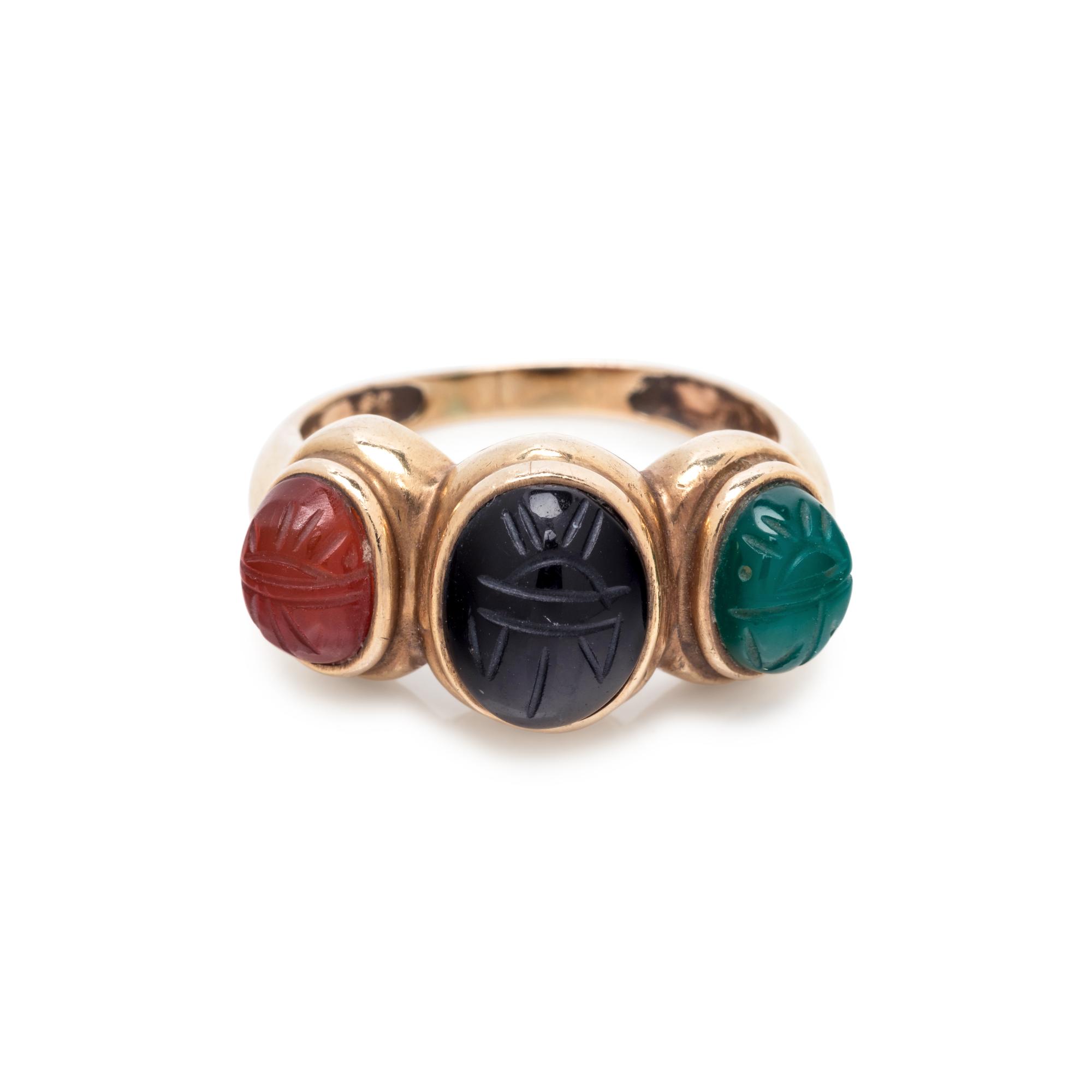 HARDSTONE SCARAB RING