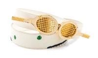 A White Leather Hand Painted Tennis Belt, 34"