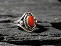 Silver and Coral Ring