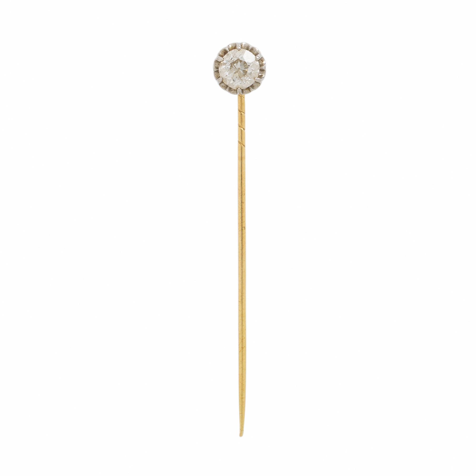 Diamond and Yellow Gold Stick Pin
