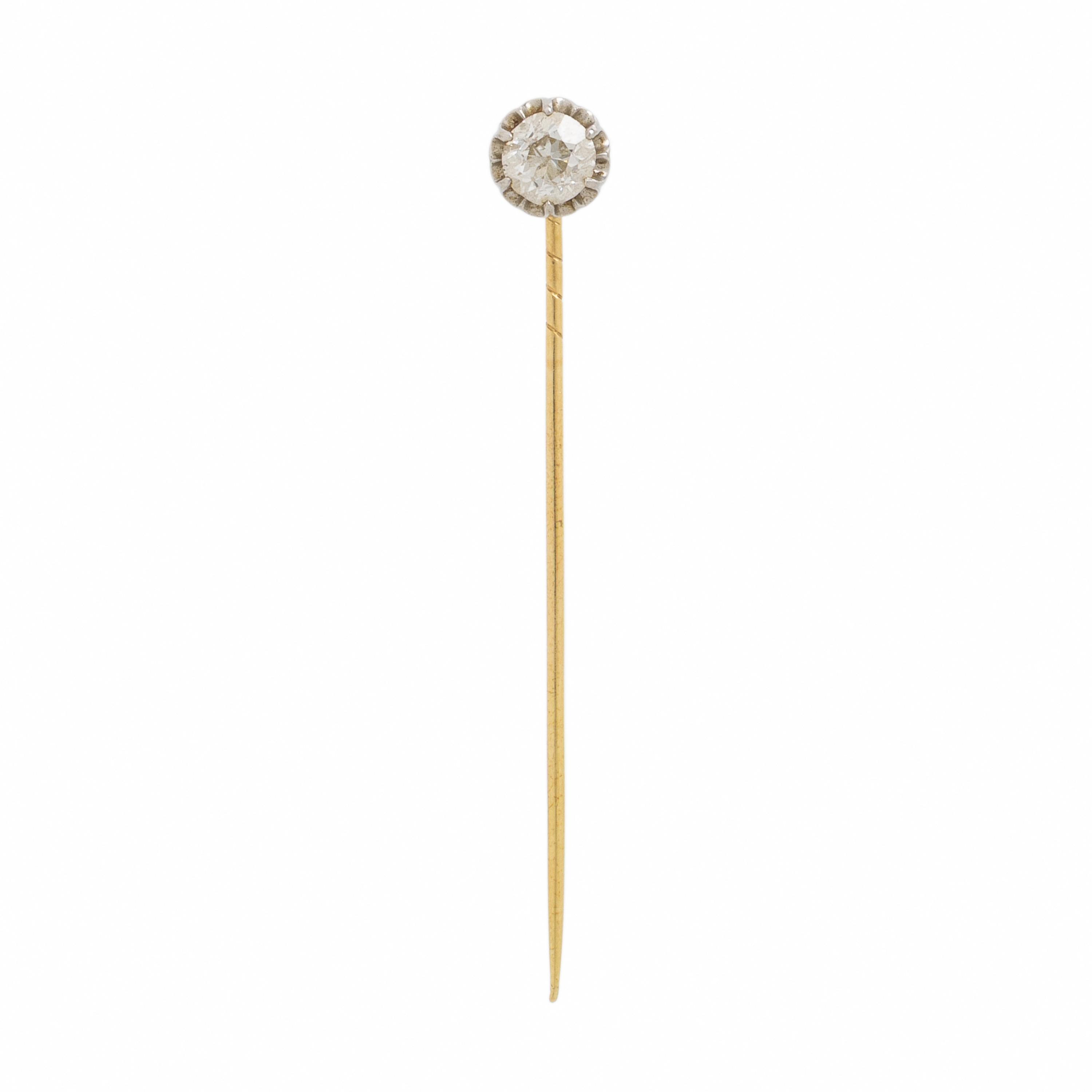 Diamond and Yellow Gold Stick Pin