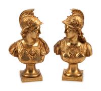 A Pair of French Gilt Bronze Busts