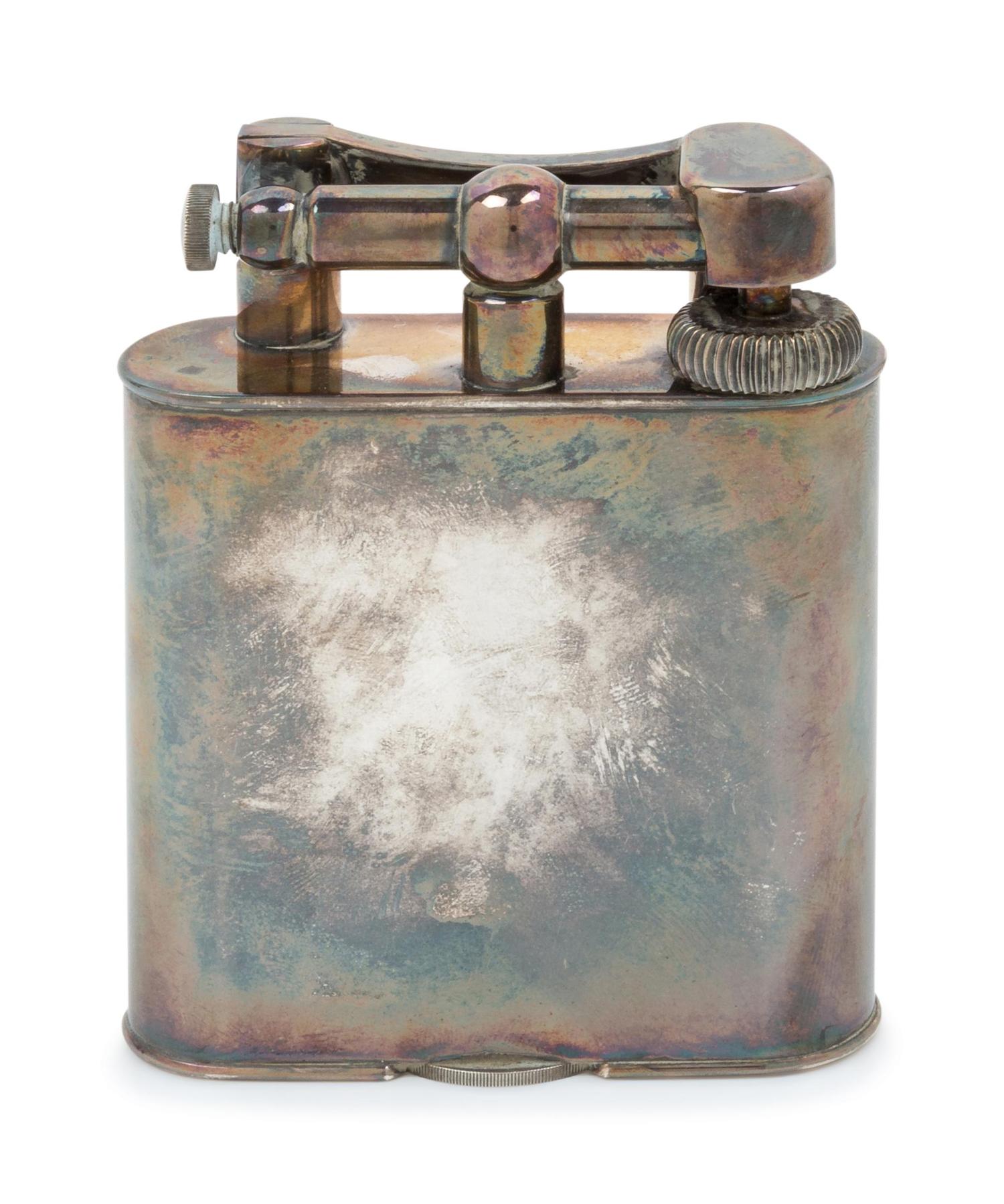 A Dunhill Silver-Plate Lift-Arm Table Lighter