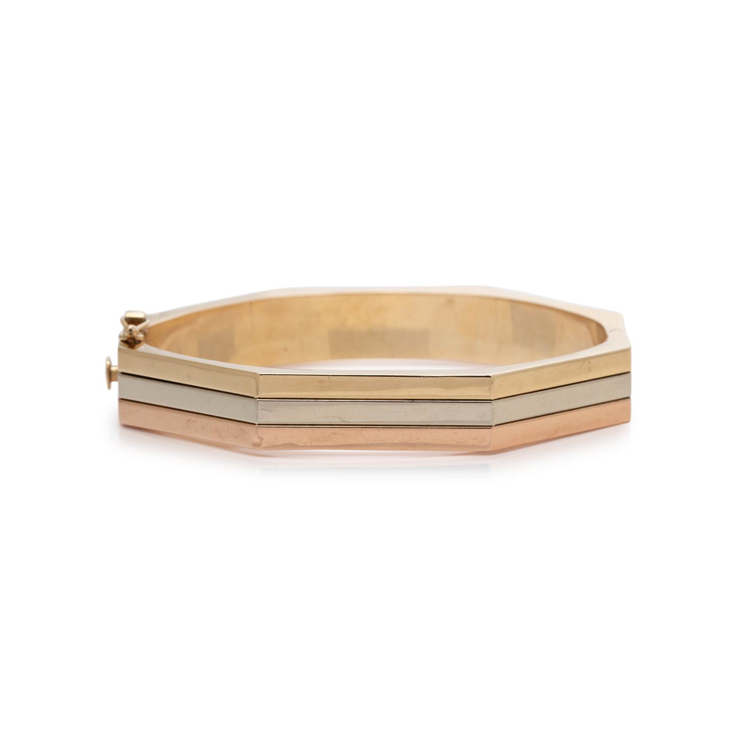 TRICOLOR GOLD BANGLE BRACELET