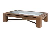A Contemporary Faux Leather, Brass and Glass Low Table