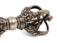 A Large Tibetan Silver Five-Pronged Vajra Dorje