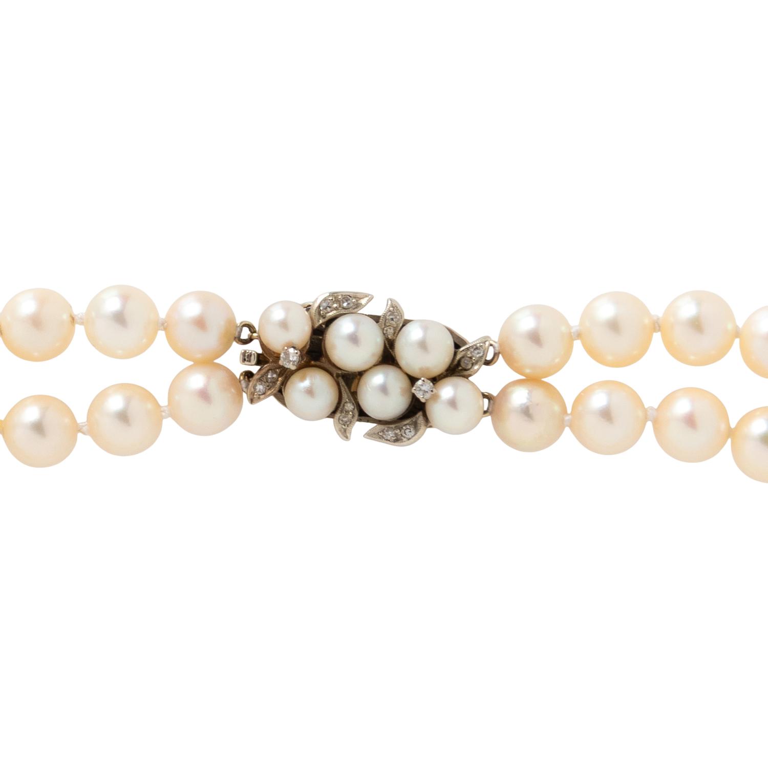 CULTURED PEARL AND DIAMOND CHOKER NECKLACE