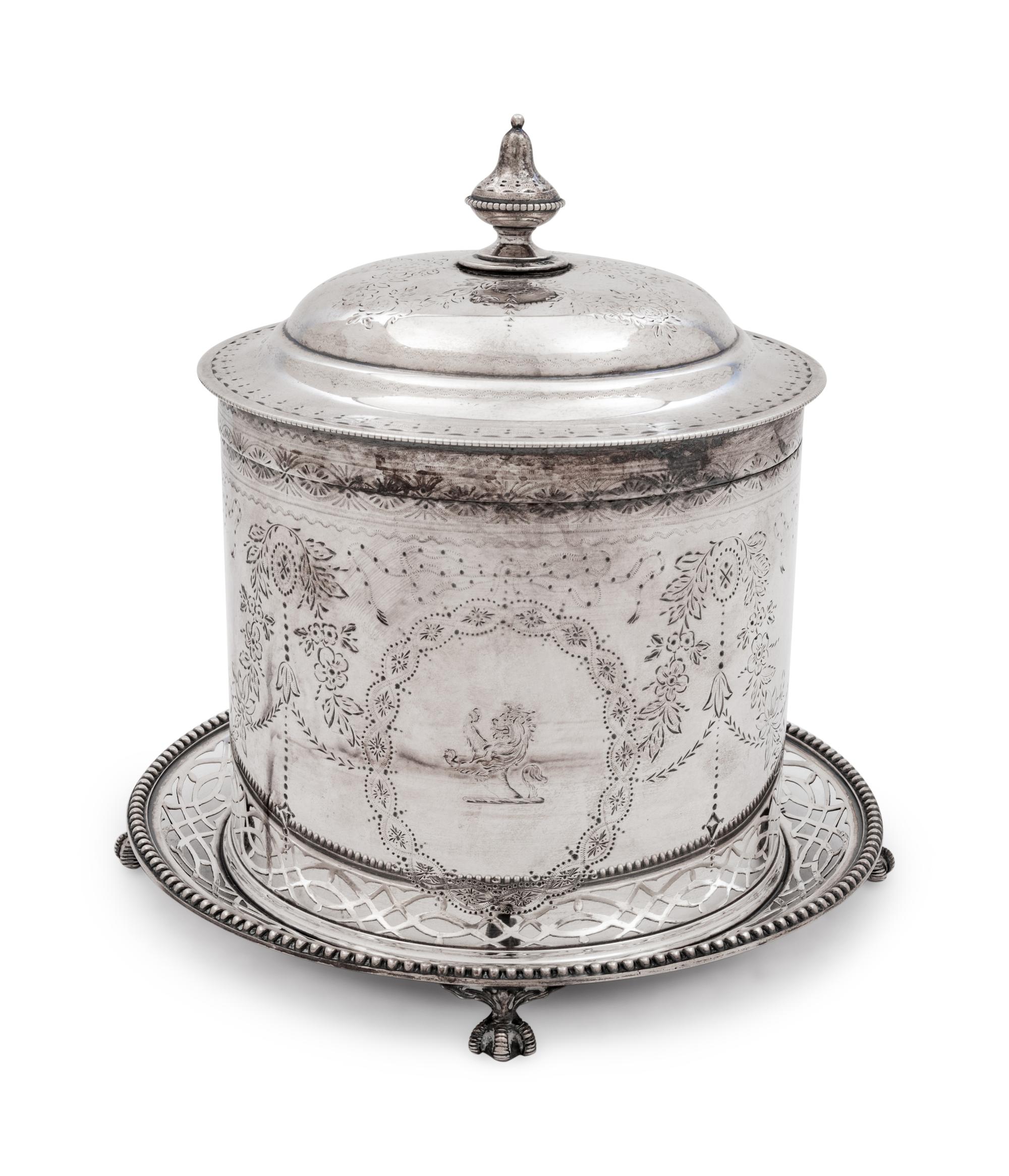 A Victorian Silver Biscuit Barrel