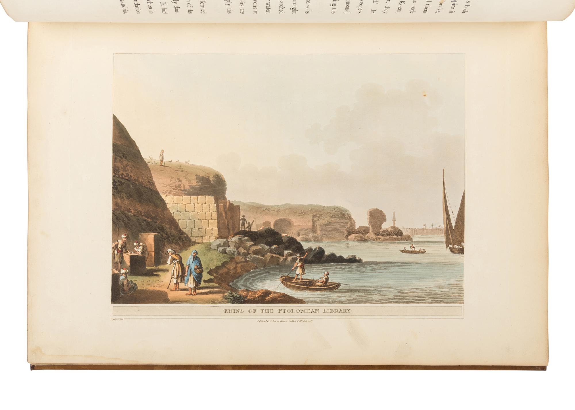 MAYER, Luigi (d. 1803). [General title:] Views in Egypt, Palestine and Other Parts of the Ottoman Empire . Comprising: Views in Egypt . -- Views in the Ottoman Empire , chiefly in Caramania . -- Views in Palestine. London: T. Bensley for R. Bowyer, 1801-1803-1804 [plates watermarked 1801 or earlier.]
