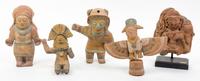 A Collection of Pottery, Horn and Hardstone Articles Height of tallest 9 1/2 inches.