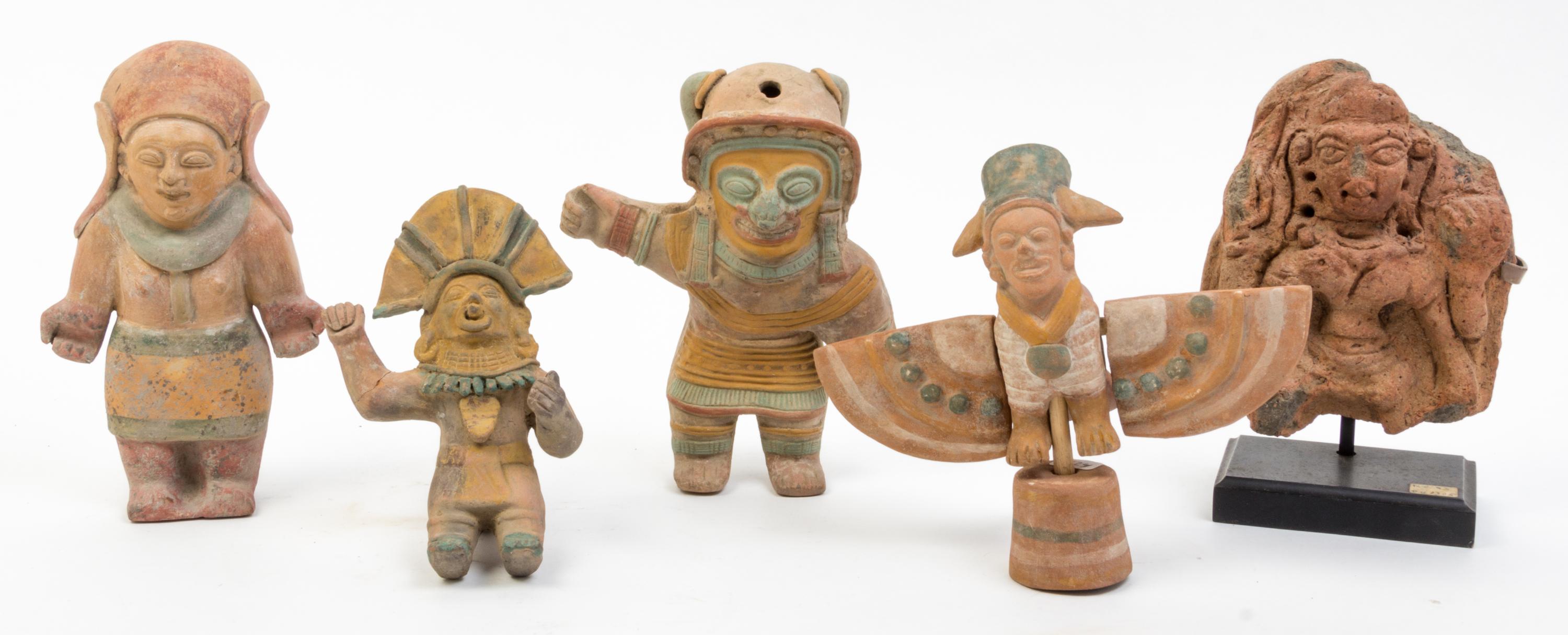 A Collection of Pottery, Horn and Hardstone Articles Height of tallest 9 1/2 inches.