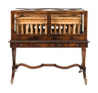 A Carved Wood Model of the Paestum Temple of Hera II in a Rosewood Display Case