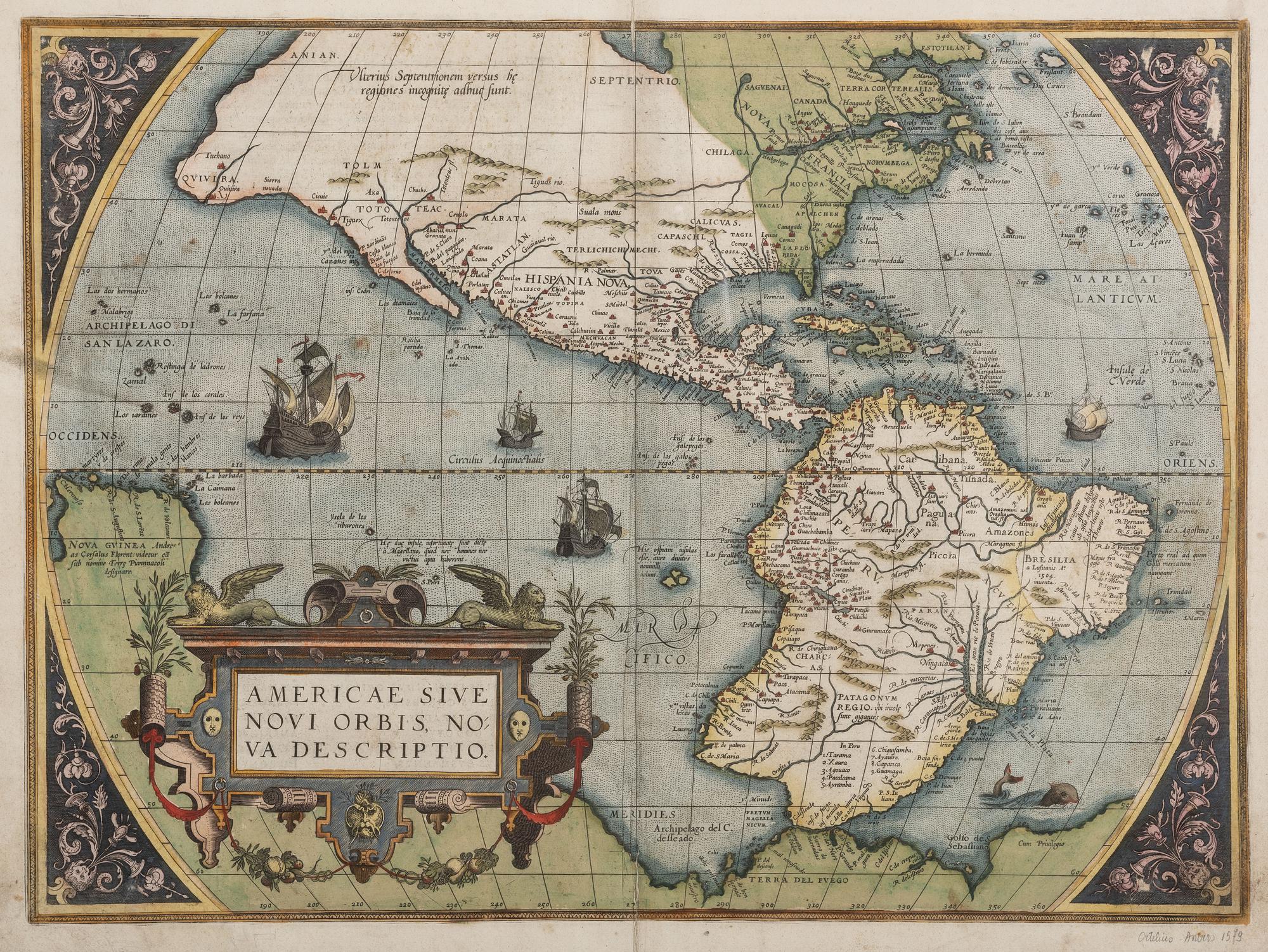 ORTELIUS, Abraham (1527-1598). Americae sive Novi Orbis, Nova Descriptio . Antwerp, ca 1572.