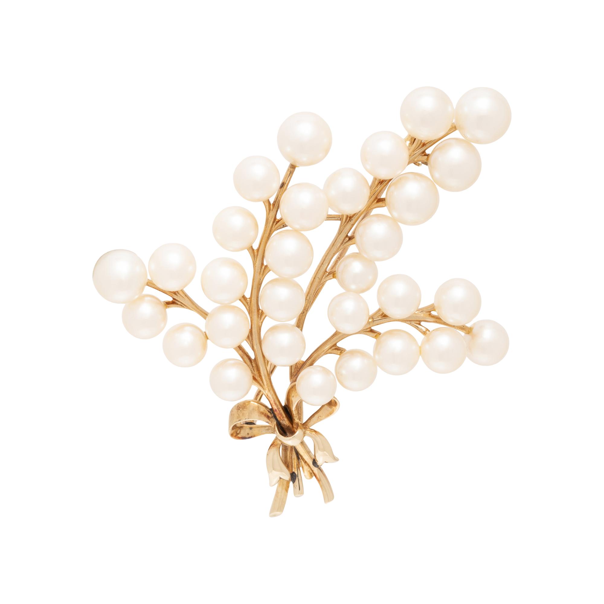 MIKIMOTO, CULTURED PEARL BROOCH
