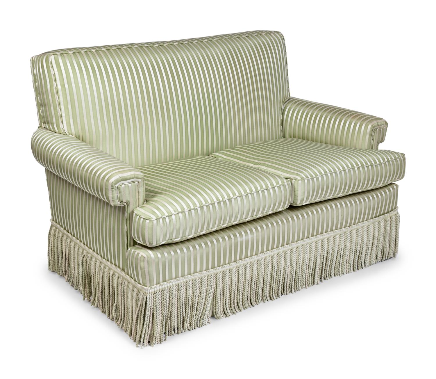 A Striped Silk Upholstered Two-Seat Sofa