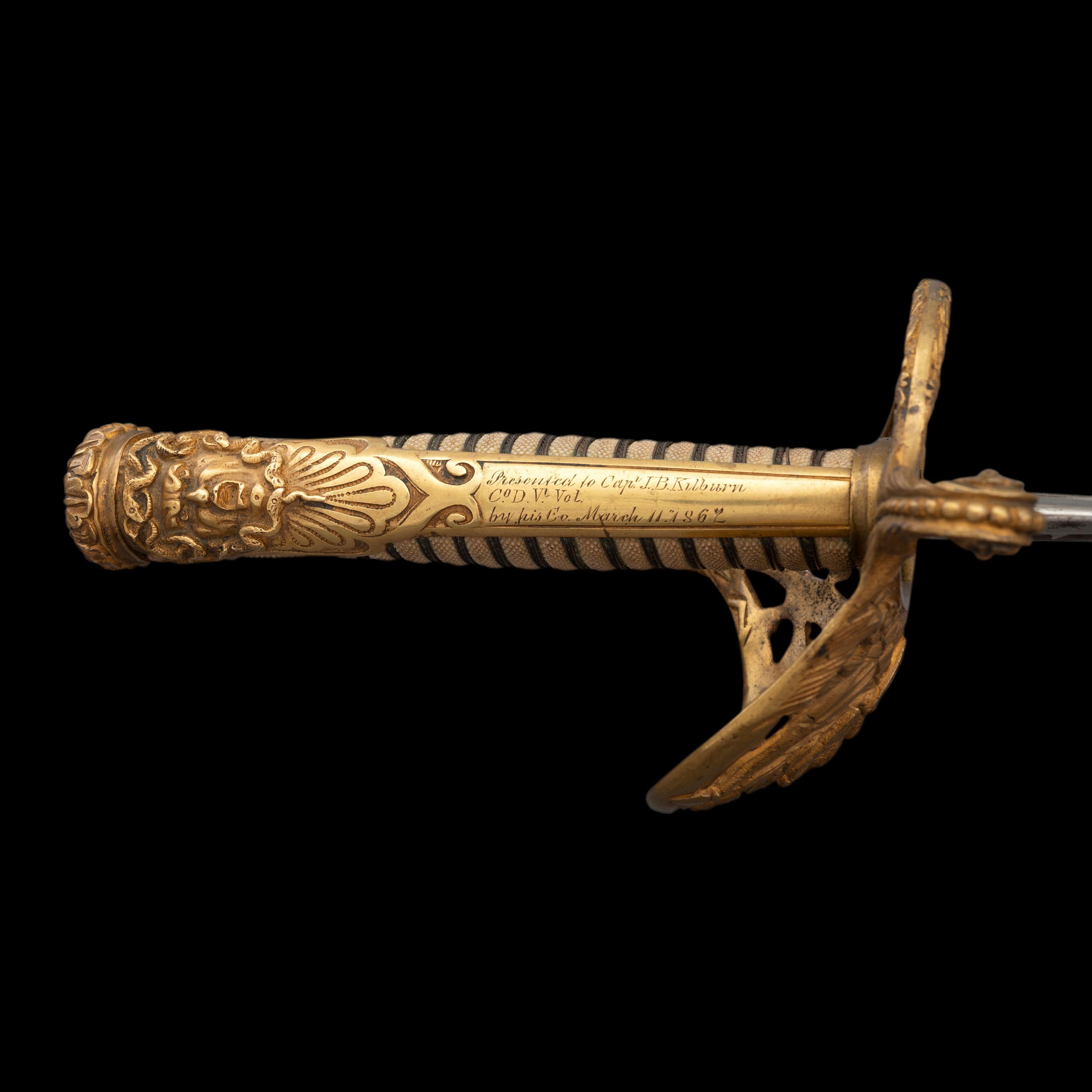 Combination French Hilt Non-Regulation Officer's Sword Presented to Capt. John Kilburn - 7th VT Infantry