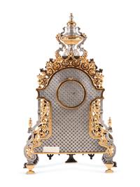 An Italian Gilt and Silvered Metal Mantel Clock