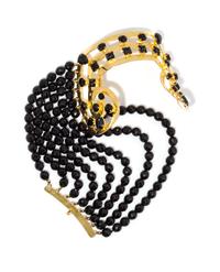 A Gianni Versace Runway Hair Ornament and Matching Earclips, Hair cuff: 7" x 1.75"- 4.25"; Bead Drop: 6".