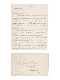 WILSON, Woodrow (1856-1924). Two autograph letters signed, as President, to Senator James A. O'Gorman, 20 April and 5 May 1913, regarding the appointment of the Collector of the Port of New York, comprising:
