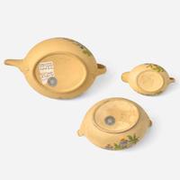 A Wedgwood Encaustic-Decorated Caneware Assembled Three Piece Tea Set UK, circa 1790