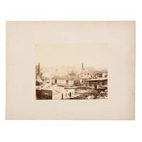 [Chicago Fire]. A collection of approx. 80 CDVs, cabinet cards, albumen prints, and glass slides taken after the Chicago Fire of 1871.