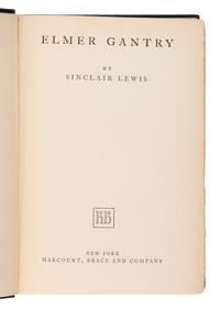 Lewis, Sinclair (1885-1951). Elmer Gantry . New York: Harcourt, Brace, & Co., 1927.