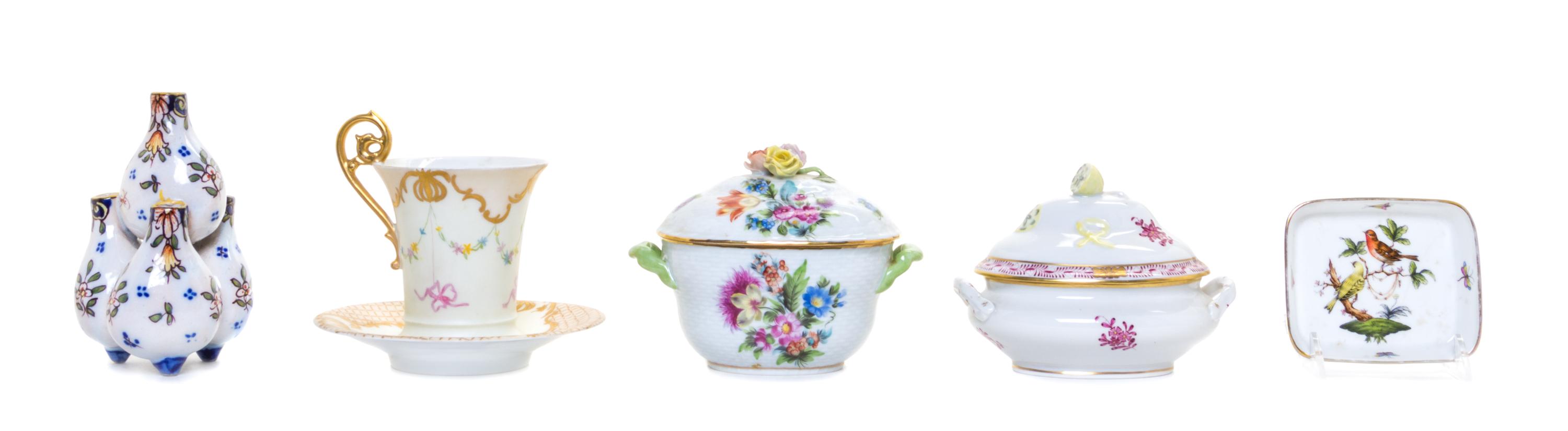 Five Porcelain Articles Height of tallest 5 1/4 inches.