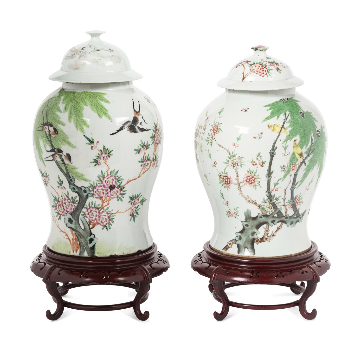 Two Chinese Famille Rose Porcelain Jars