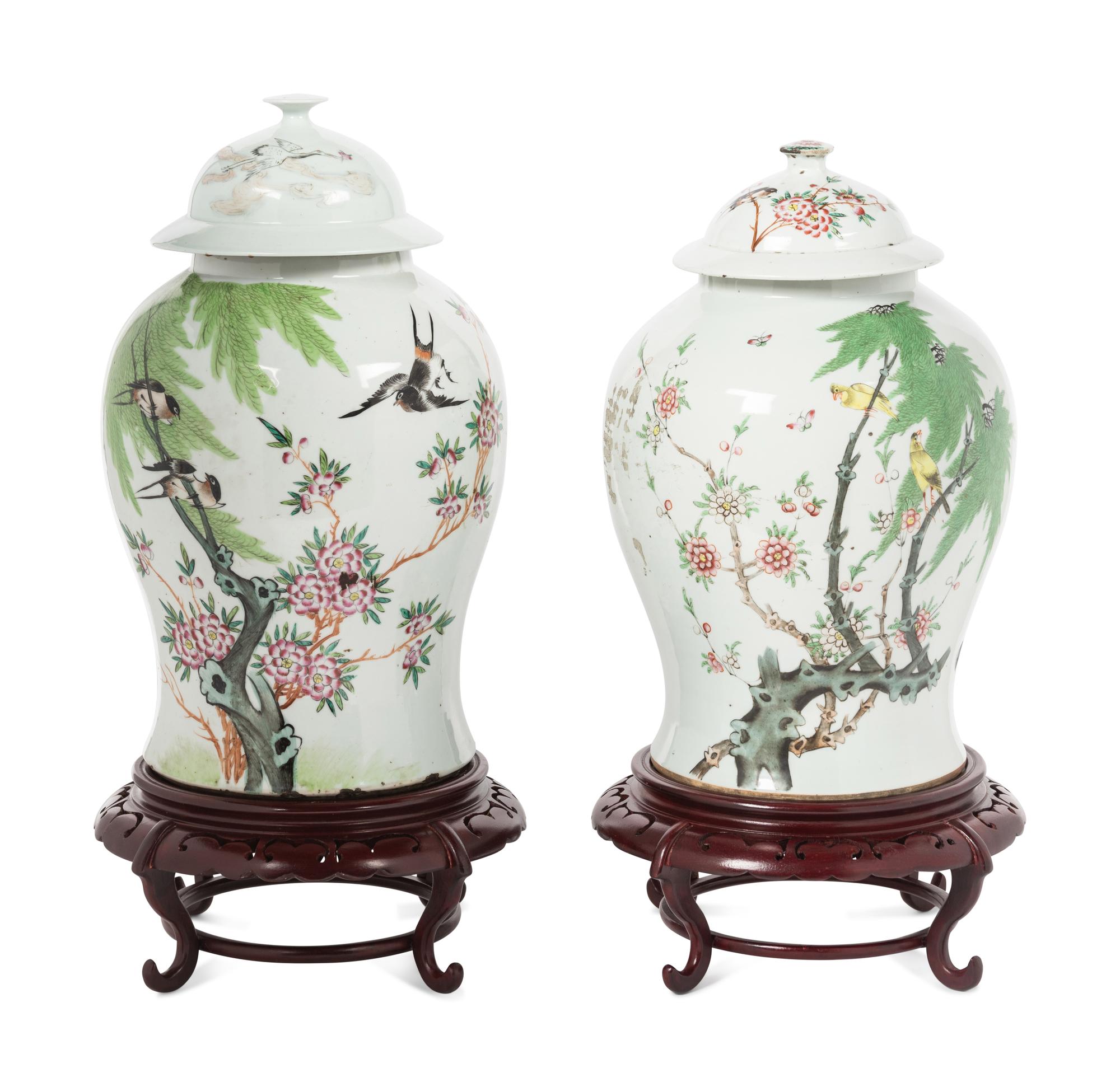 Two Chinese Famille Rose Porcelain Jars