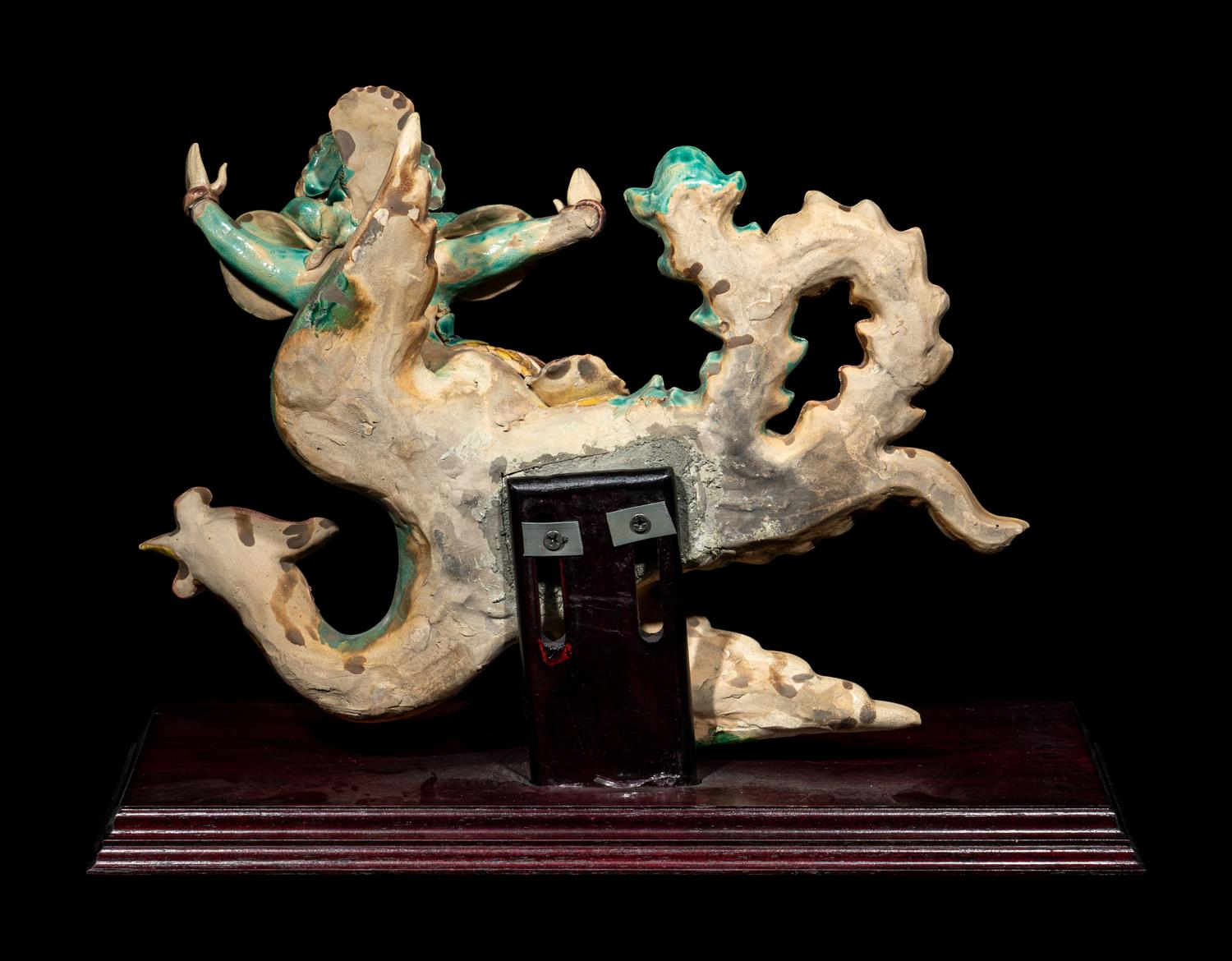 Three Chinese Glazed Pottery Figural-Form Roof Tiles