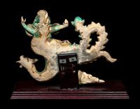 Three Chinese Glazed Pottery Figural-Form Roof Tiles
