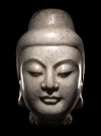 A Chinese White Marble Head of Buddha
