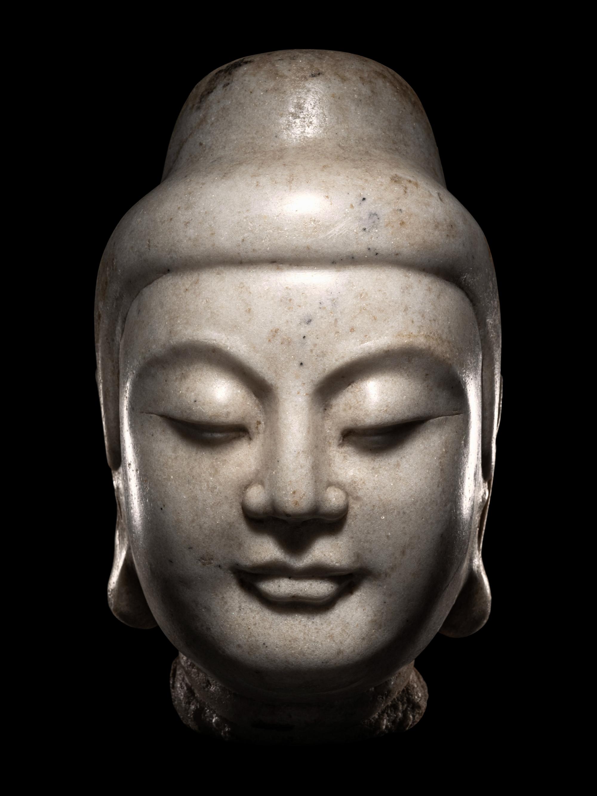 A Chinese White Marble Head of Buddha