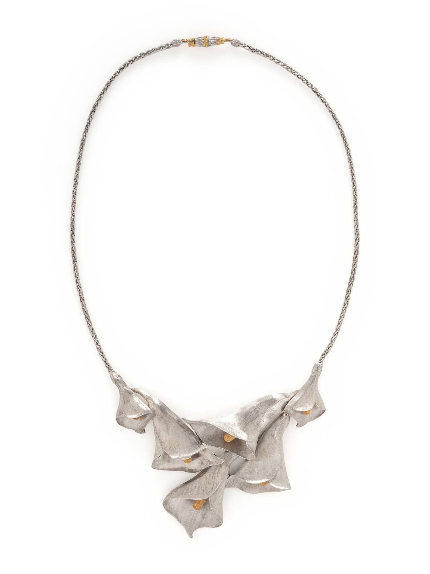 BUCCELLATI, BICOLOR GOLD CALLA LILY NECKLACE