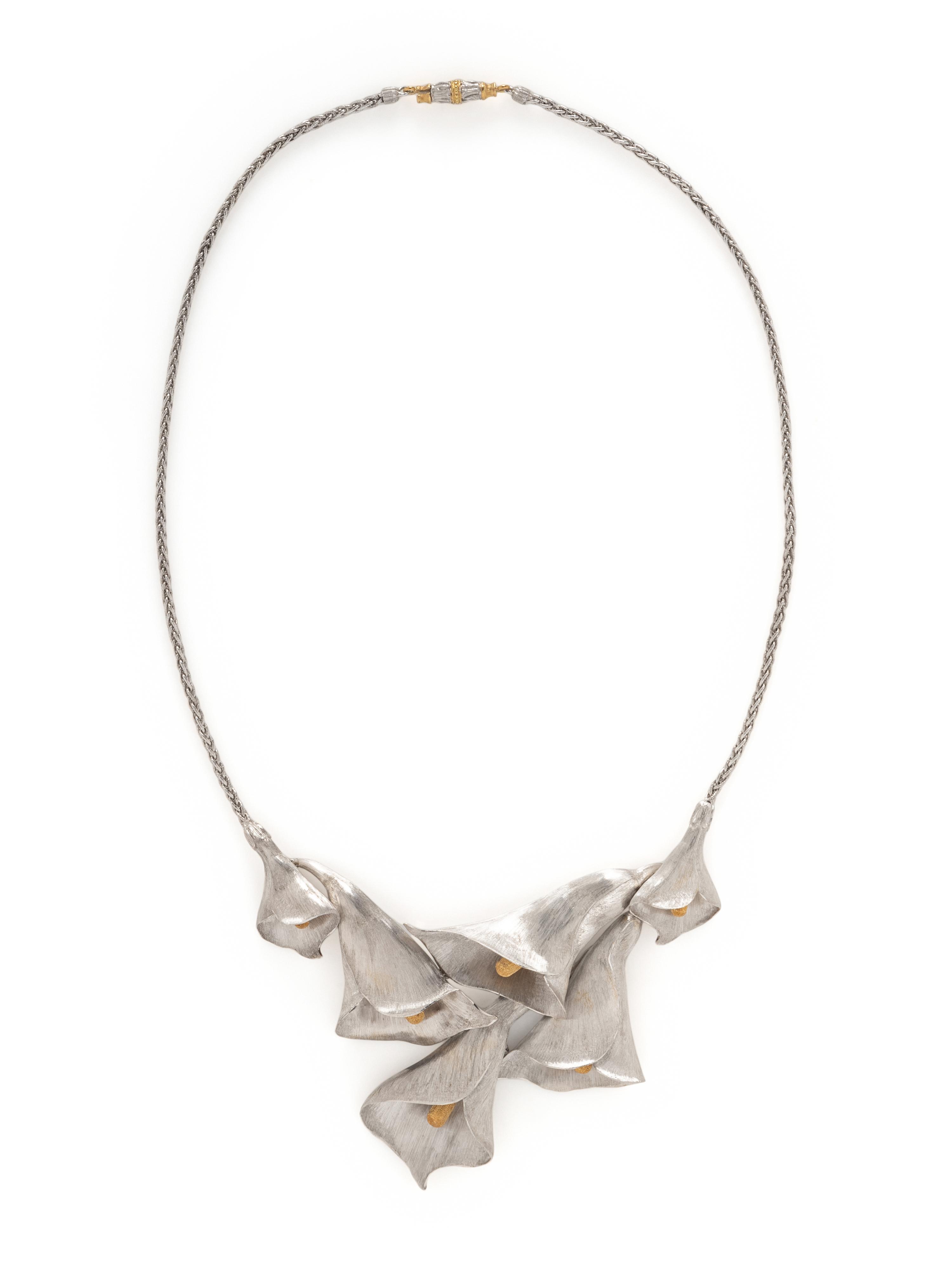 BUCCELLATI, BICOLOR GOLD CALLA LILY NECKLACE