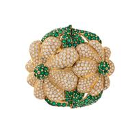 SABBADINI, DIAMOND AND EMERALD BROOCH