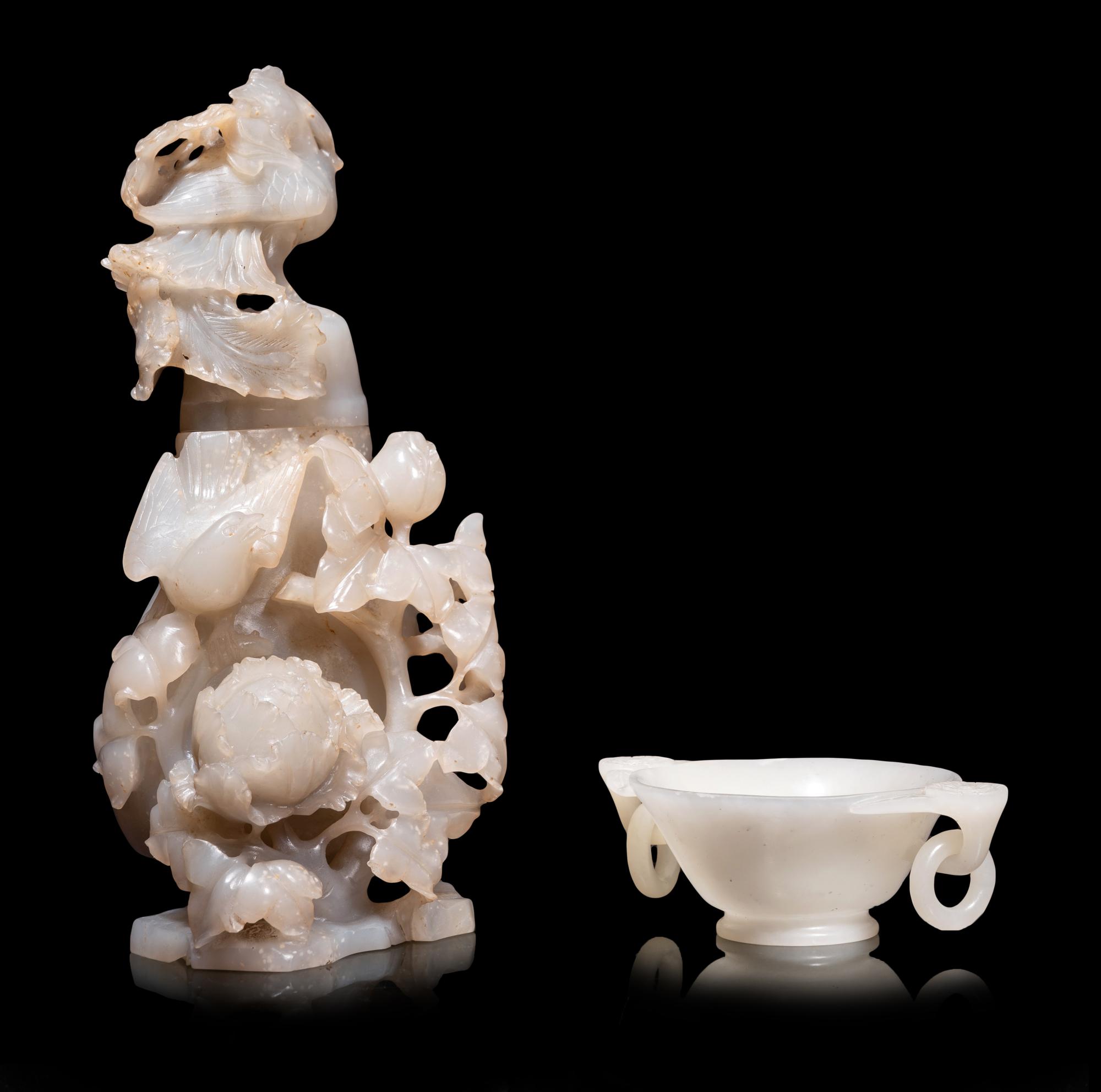 Two Chinese Carved Hardstone Vessels