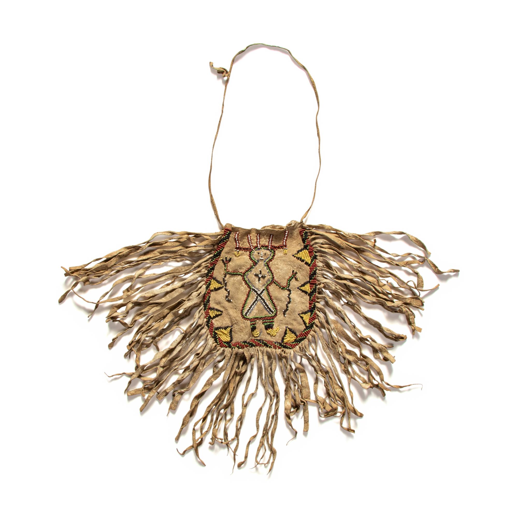 Apache Beaded Hide Bag, with Mountain Spirit