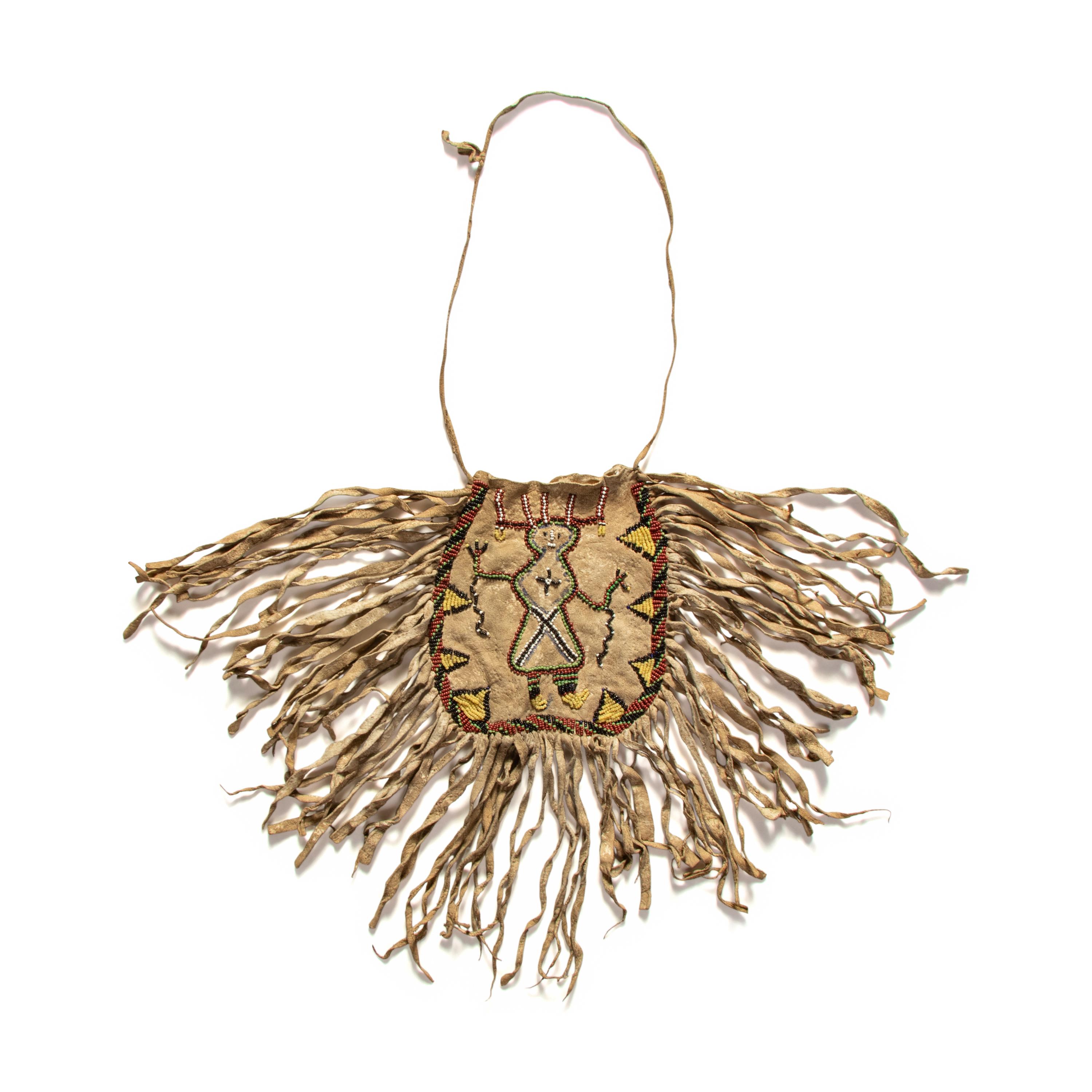 Apache Beaded Hide Bag, with Mountain Spirit